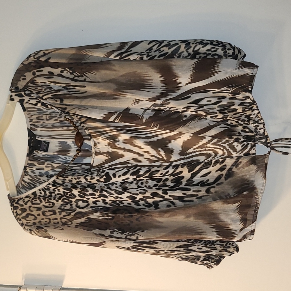 🐆 Animal🦓Print 🐅 2Pc-Set, Tank and Sheer Cardigan-Type Overlay, Sz S 🐯🐱
